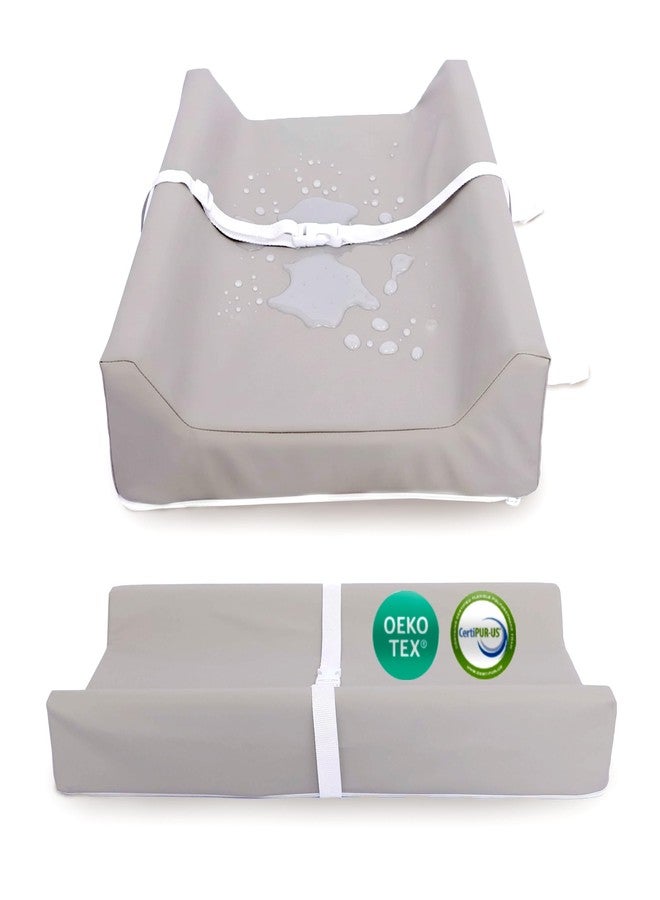 Sleepah Waterproof Diaper Changing Pad by Sleepah – Vegan Leather – Wipeable Foam Changing Pad for Dresser or Table with Removable, Machine-Washable Cover – Standard Size Diaper Changing Pad – Grey - Image 1